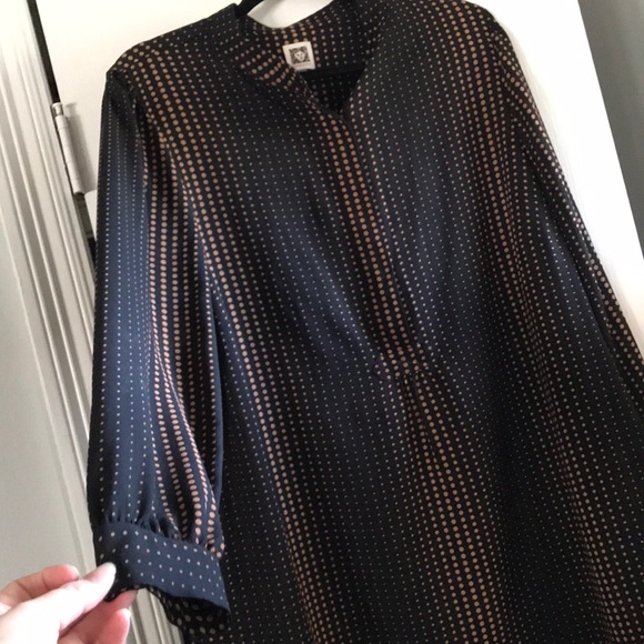 Anne Klein Poet Blouse 2X Black Gold Dot - Picture 5 of 6